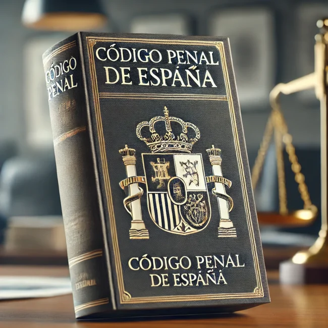 Primer plano del Código Penal de España en un despacho de abogados, representando la diferencia entre delitos leves, menos graves y graves