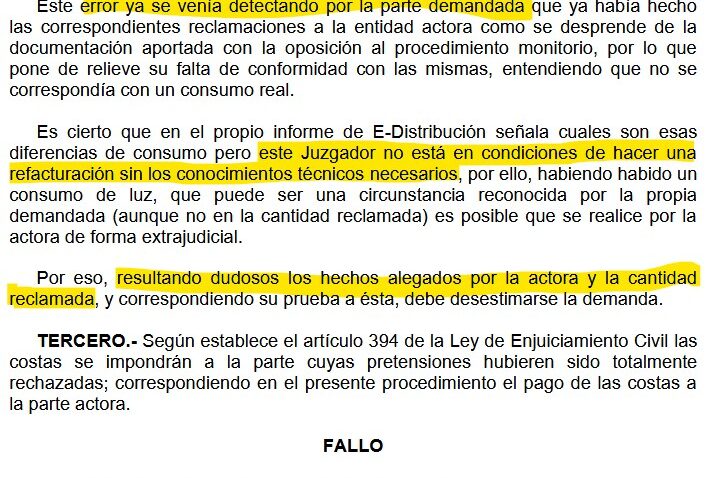 reclamación por facturas eléctricas con lecturas estimadas