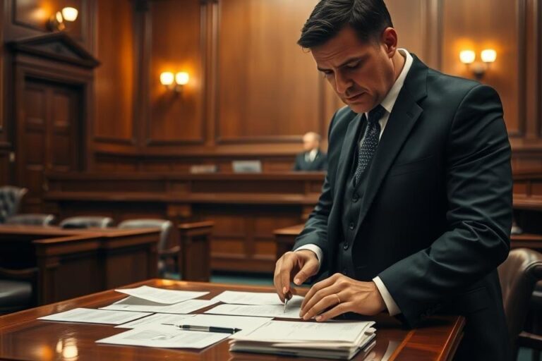 Abogado penalista en Zaragoza defendiendo a su cliente en sala de juicio penal Abogado penalista en Zaragoza defendiendo a su cliente en sala de juicio penal